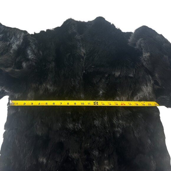 Vintage Black Rabbit Fur Coat Size M Somerset Furs Hong Kong Mob Wife - Picture 9 of 10